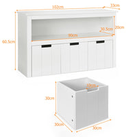 Kids Toy Storage Cabinet with 3 Removable Drawers, Rolling Wheels & Open Shelf