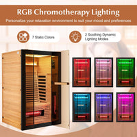 Infrared Wooden Sauna Room for 2 People with Heating Panels and Red Light Tubes