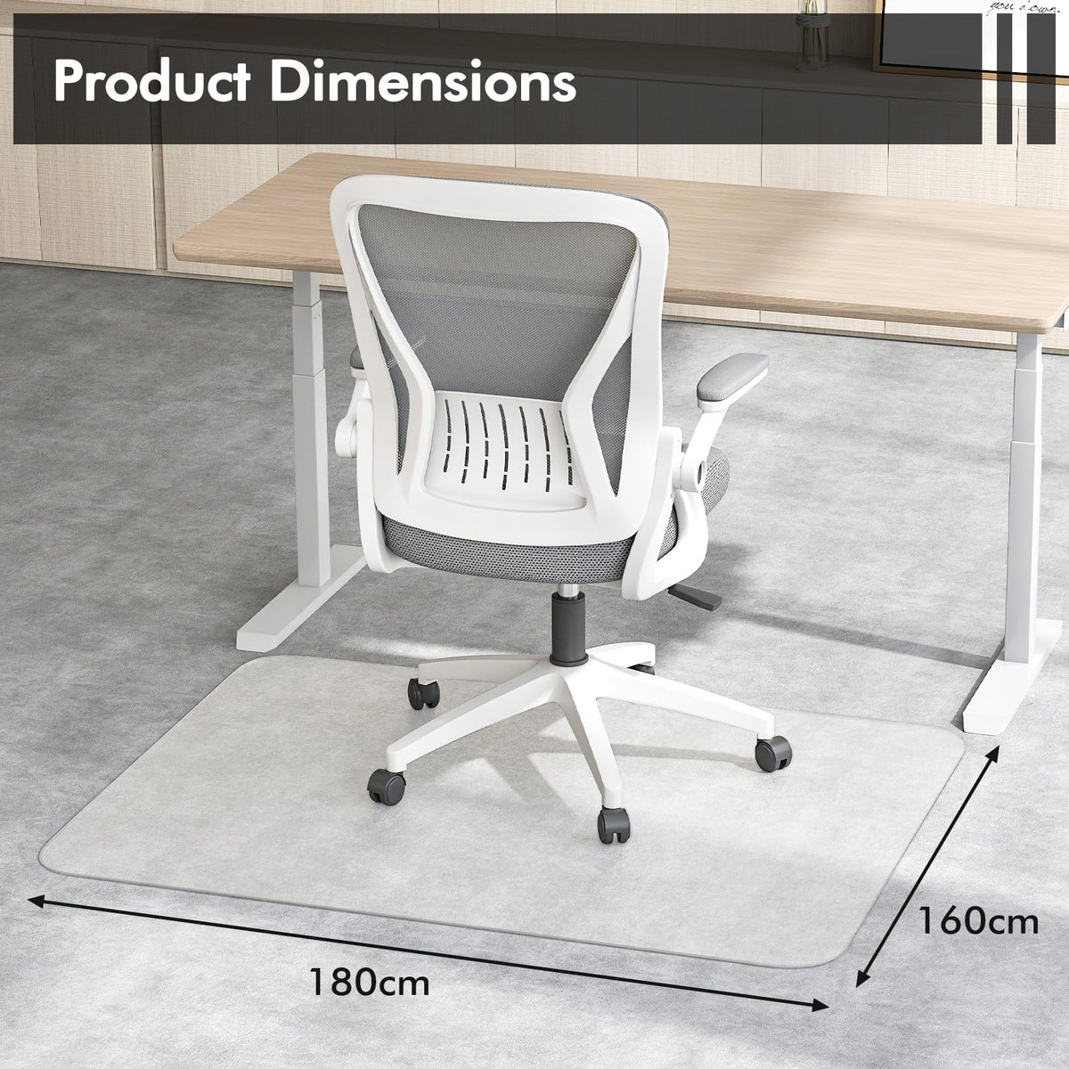 180 x 160 cm Office Chair Mat with Transparent PVC for Hardwood Floor
