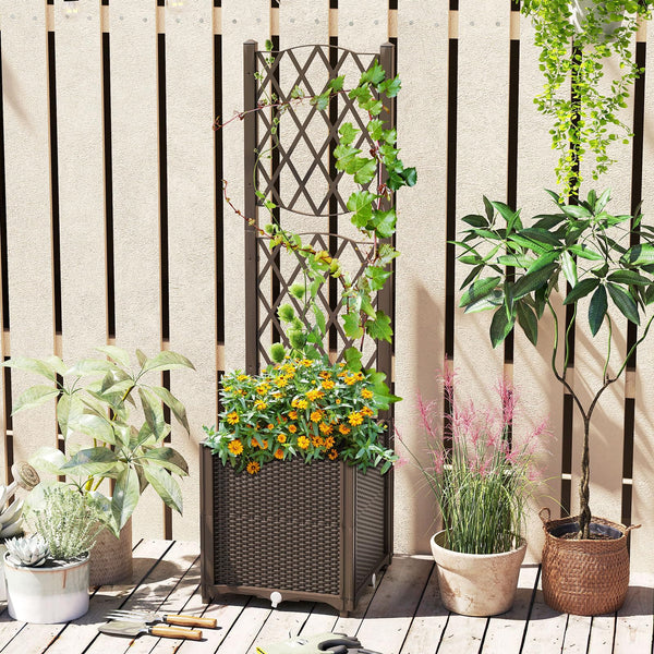 Raised Garden Bed with Trellis, Elevated Planter Box