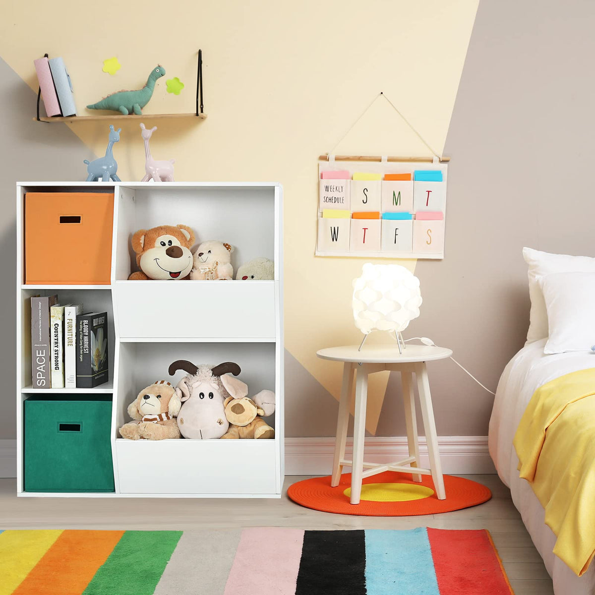 5 Cubbies Kids Toy Storage Organiser with Bookcase