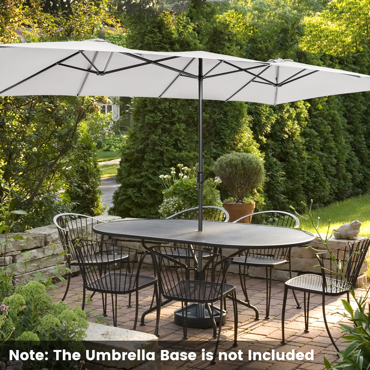 426 CM Double-Sized Patio Umbrella with Crank Handle, Vented Tops