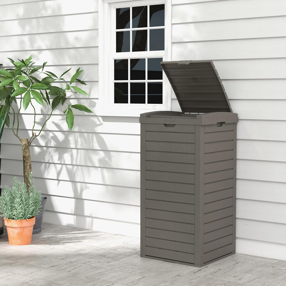 Outdoor Trash Can, 117L Large Trash Bin with Lid & Pull-Out Liquid Tray