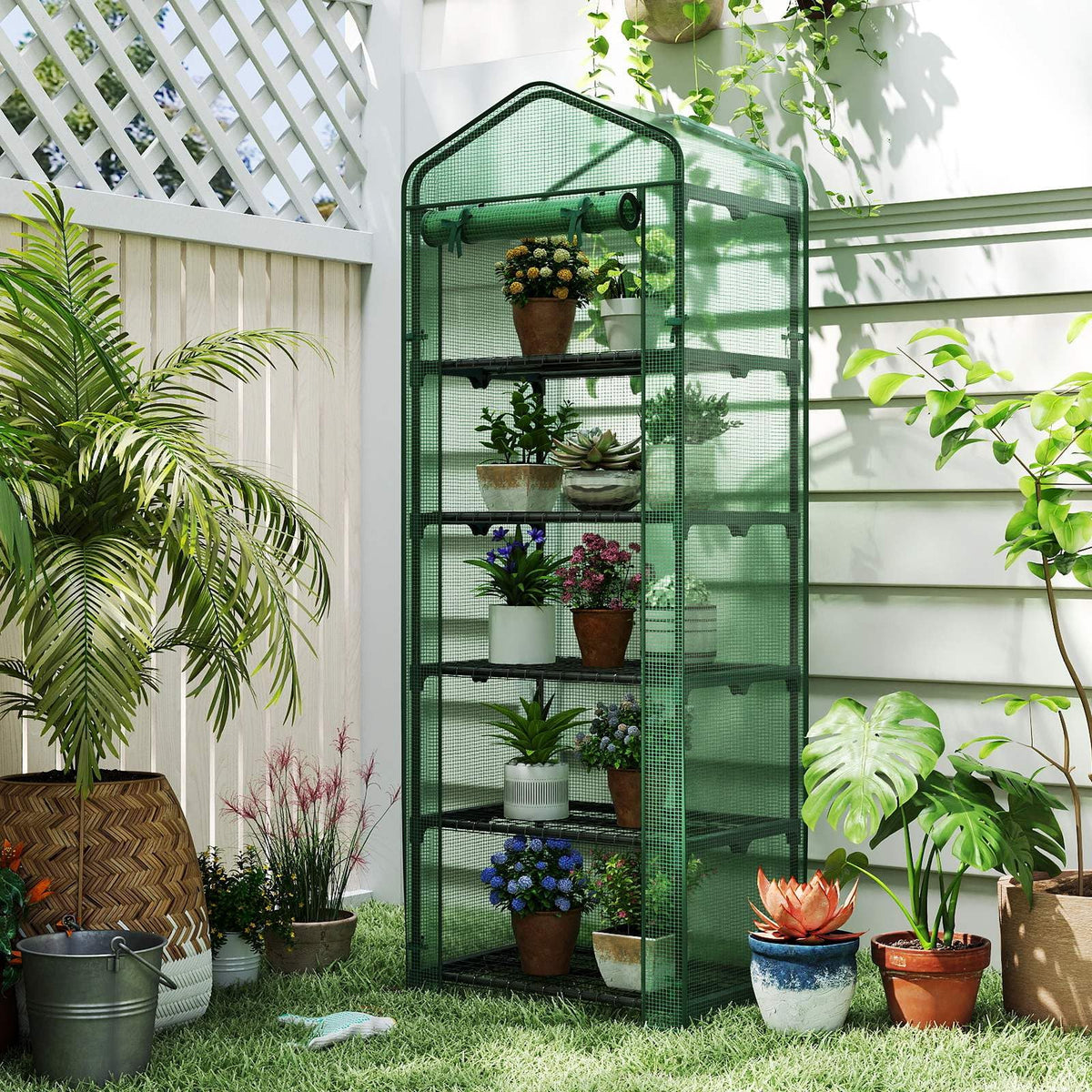 Mini Greenhouse Indoor Outdoor, Portable Plant Grow House with 5 Tier Shelves