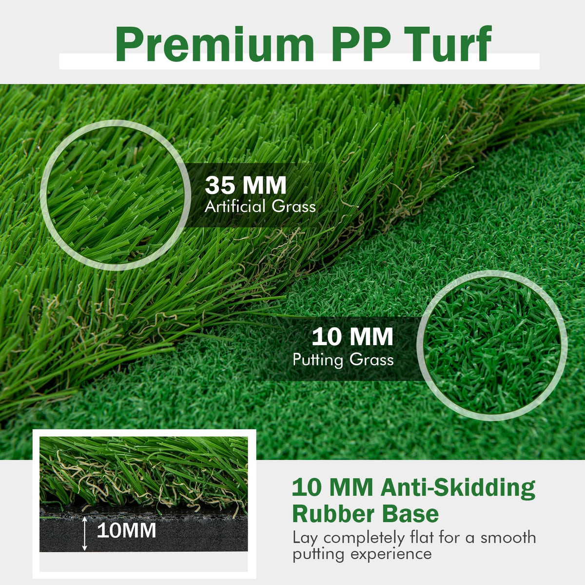 300 cm x 100 cm Golf Putting Green, Professional Golf Training Mat w/ 2 Golf Balls