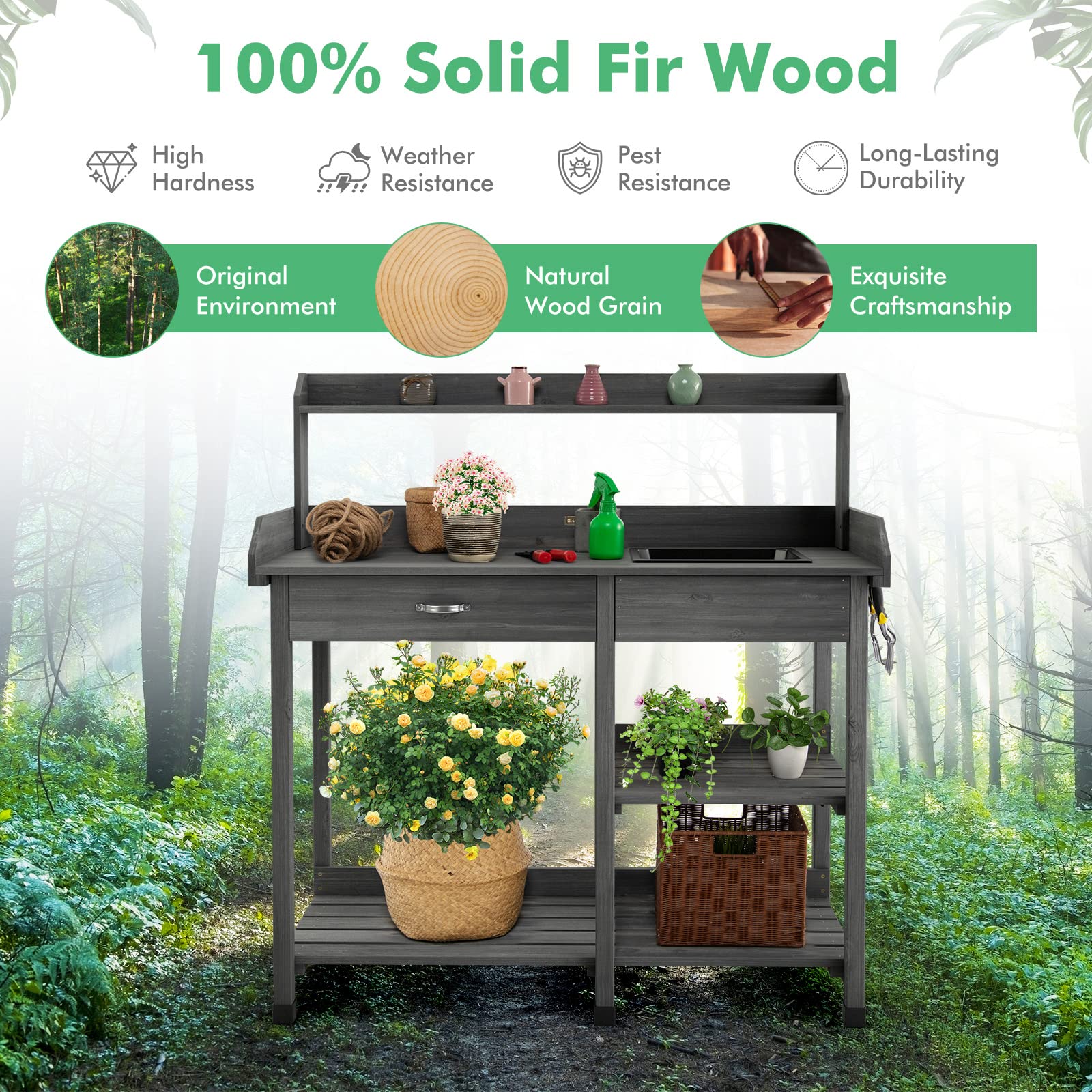 Yaheetech outdoor garden on sale potting bench