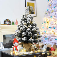 67cm Pre-Lit Snow Flocked Tabletop Christmas Tree with 8 Flash Modes