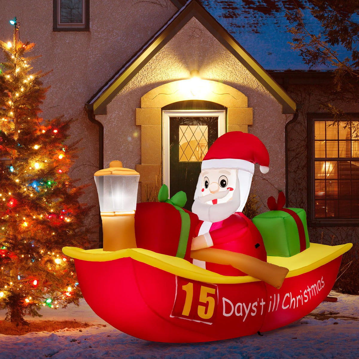 2.1M Long Christmas Inflatables with Navigation Light for Yard