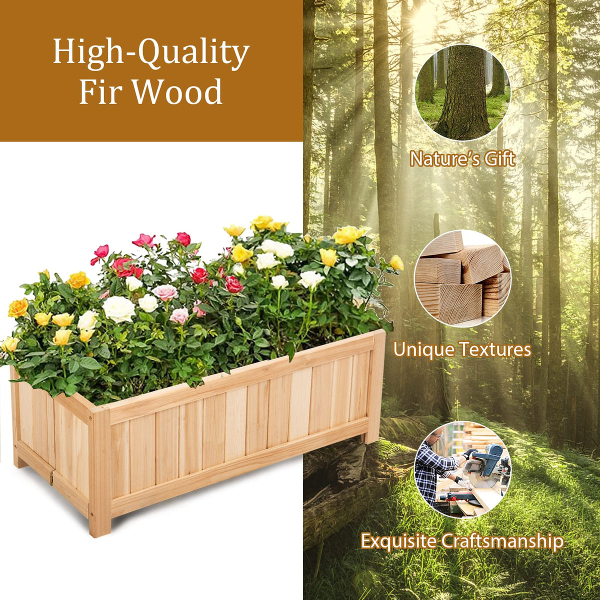 Giantex Raised Garden Bed, Wooden Planter Box