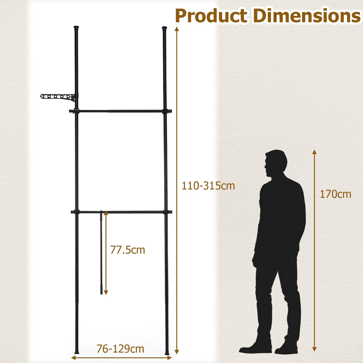 Giantex Adjustable Floor to Ceiling Clothes Rack