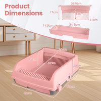 Semi-auto Open-top Cat Litter Box with High Side, Splash-Proof Cat Toilet