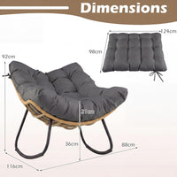 Outdoor Papasan Rocking Chair, Oversized PE Wicker Patio Egg Chair