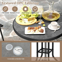 3 PCS Outdoor Bar Stool Set, Bistro Furniture with DPC Tabletop