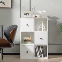 Giantex 3-Tier Bookshelf with 3 Cubes & 3 Drawers, Storage Organizer with Anti-toppling Device