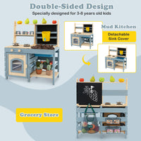 2-In-1 Outdoor Kids Play Kitchen and Grocery Store for 3-8 Years Old Toddlers