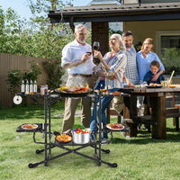 Camping Kitchen Table Folding Portable Outdoor Cook Station with 4 Side Tables