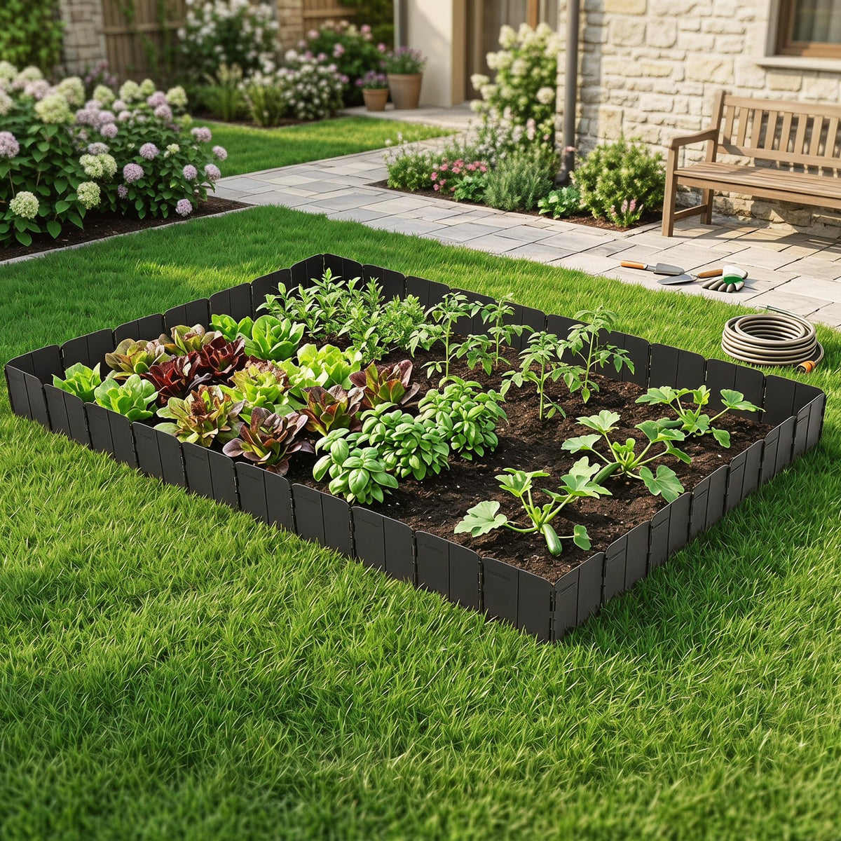 Plastic Garden Edging Kit Interlocking Design for Landscaping and Lawn