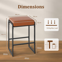 26 Inch Bar Stools Set of 2 with Faux Leather Upholstered Seat for Dining Room
