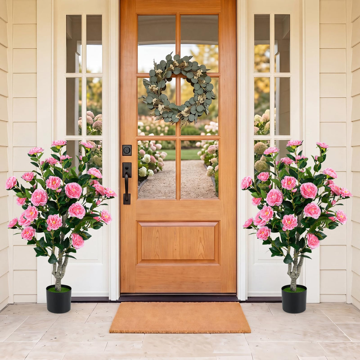 100cm Artificial Camellia Tree for Home Office or Porch Decoration