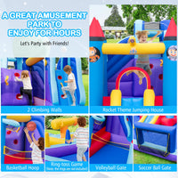 Inflatable Water Slide Park, Kids Inflatable Jumping Castle w/2 Slides w/ 850W Blower