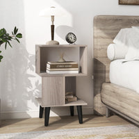 3-Tier Geometric Bookshelf Set of 2, Modern Asymmetrical End Table