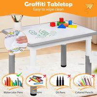 Kids Table and 4 Chairs Set, Height Adjustable Toddler Desk and Chair Set