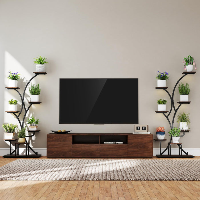 Indoor Plant Stand with Grow Lights, 146CM Tall 8-Tier Corner Metal Plant Shelf