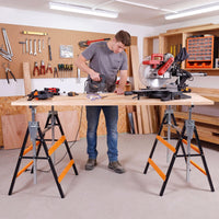 2 Pack Folding Saw Horses, Heavy Duty Metal Adjustable Height Sawhorse Set