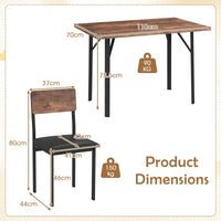 5-Piece Dining Table Set Industrial Kitchen Table and 4 PU Leather Upholstered Chairs