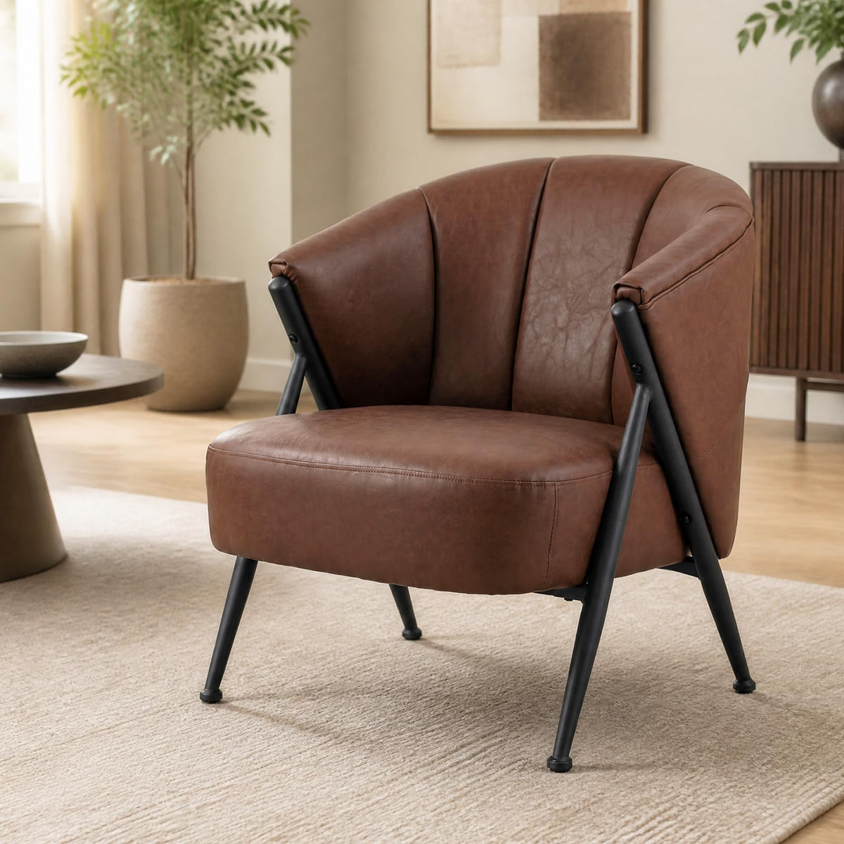 Single Sofa with Adjustable Foot Pads for Home Office or Living Room