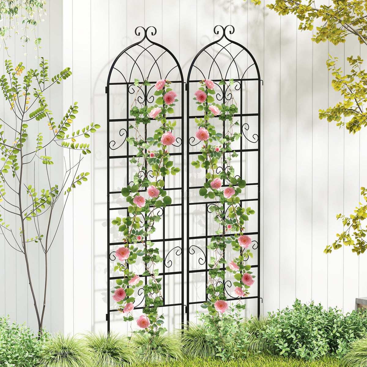 2 Panles Metal Garden Trellis for Outdoor Climbing Plants