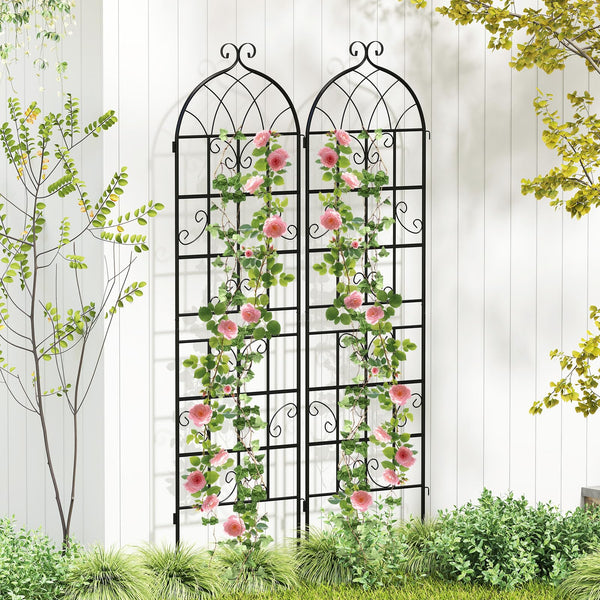 2 Panles Metal Garden Trellis for Outdoor Climbing Plants