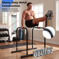 Adjustable Dip Bar, Heavy Duty Parallette Push Up Stand with 660 LBS Capacity, Anti-Slip Foam Grips
