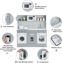 Wooden Pretend Kitchen Playset with Accessories for Kids