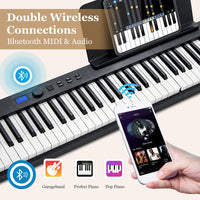 88-Key Foldable Digital Piano with MIDI & Wireless BT & Bag