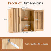 Bathroom Wall Cabinet with 2 Slatted Doors and 3 Adjustable Shelves