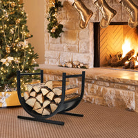 U-Shaped Firewood Rack with Handles for Fireplace Log Storage
