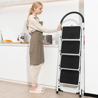 Folding Step Stool Stepladders W/Widen Pedal (4-Step)