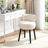 Velvet Vanity Chair with Tufted Low Back and Solid Wood Legs