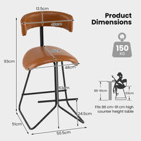 Giantex Modern Counter Height Stools Set of 2, Faux Leather Upholstered Armless Barstools