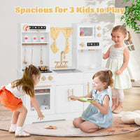 Pretend Play Kitchen for Kids with Coffee Maker Sink Faucet