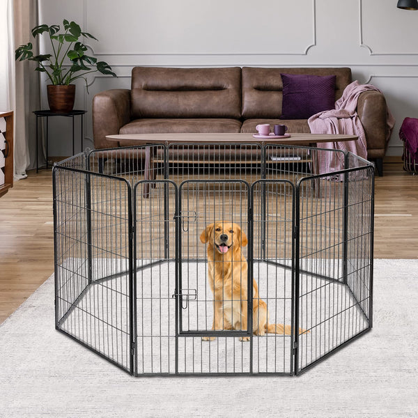 100cm Height Pet Playpen, 8 Panel Indoor Outdoor Exercise Dog Fence