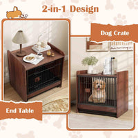 Dog Crate Furniture, Indoor Dog Cage w/Removable Tray, Lockable Door