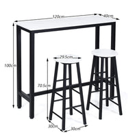 Dining Table Stools Set, 3PCS High Bar Table Set, w/Metal Frame & 2 Bar Stools