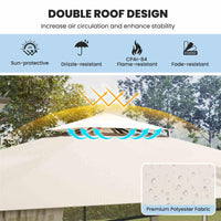 3.6M x 3M Outdoor Patio Gazebo with Netting and 2-Tier Canopy Roof