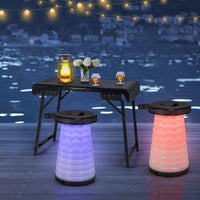 3-Piece LED Folding Table Stool Set with Retractable Design for Picnic/Camping
