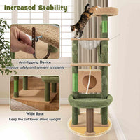 150cm Cactus Cat Tree for Indoor Cats, Multi-Level Cat Tower w/Sisal Scratching Posts & Board