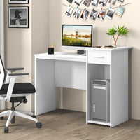 Giantex Computer Desk with Drawer, Modern Laptop PC Desk with Adjustable Shelf & Cable Hole