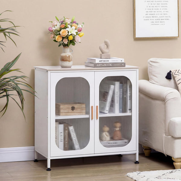Sideboard Buffet Cabinet with Adjustable Shelf and 2 Translucent Doors for Living Room