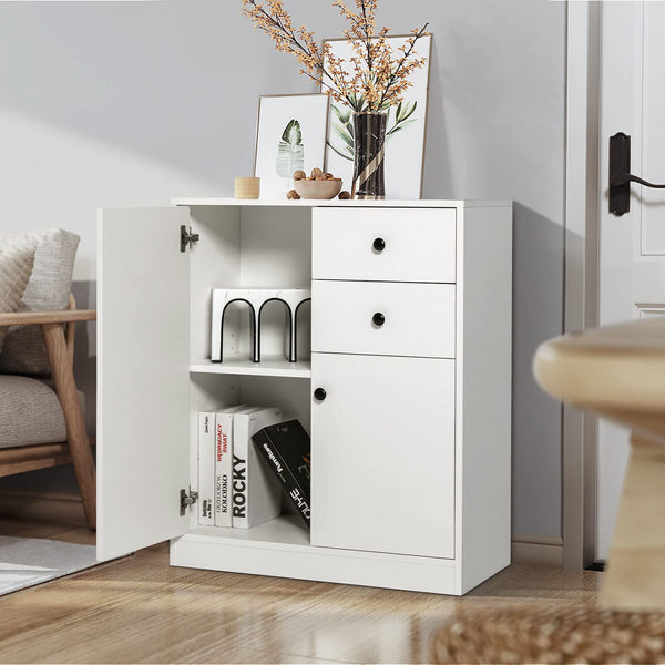 Giantex Storage Cabinet, Modern Cabinet with Adjustable Shelves, White